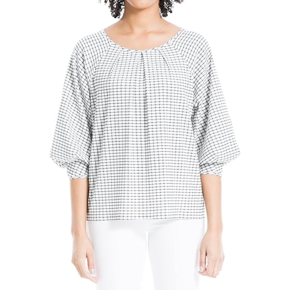 Max Studio Monochrome Grid Pattern Top